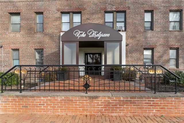 a front view of a building with glass door