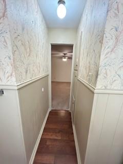 1302 Crescent Street Denton, TX 76201 - Photo 16 of 24 Hall with wainscoting and dark wood-type flooring