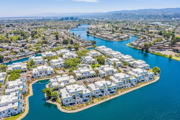 a view of a city with ocean