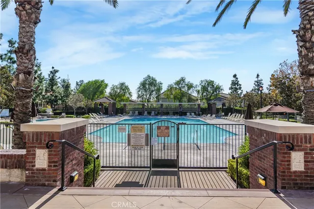 a view of a park with swings and slides