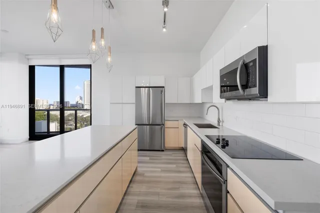 a city view with tall buildings