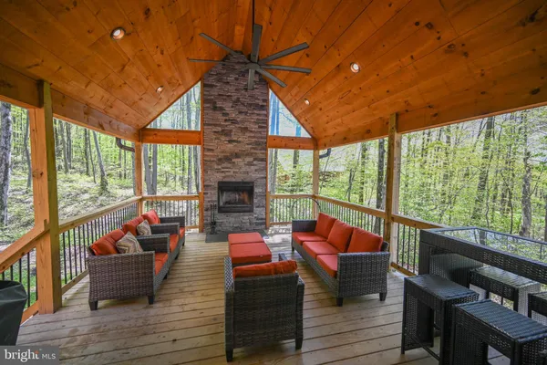 a living room with furniture