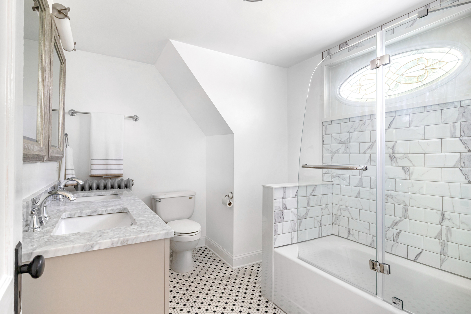 294 Maplewood Road Riverside, IL 60546 - Photo 21 of 31 a bathroom with a granite countertop sink a toilet and shower