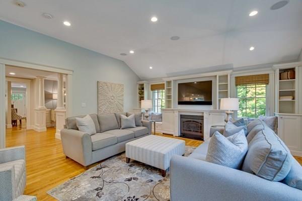 24 Birch Road Wellesley, MA 02482 - Photo 21 of 39 a living room with fireplace furniture and a flat screen tv
