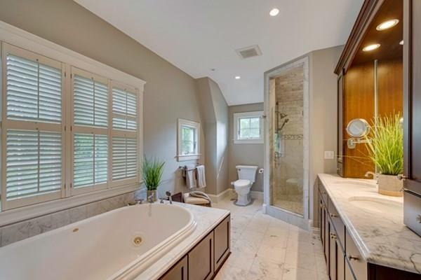 24 Birch Road Wellesley, MA 02482 - Photo 22 of 39 a bathroom with a granite countertop tub sink and mirror