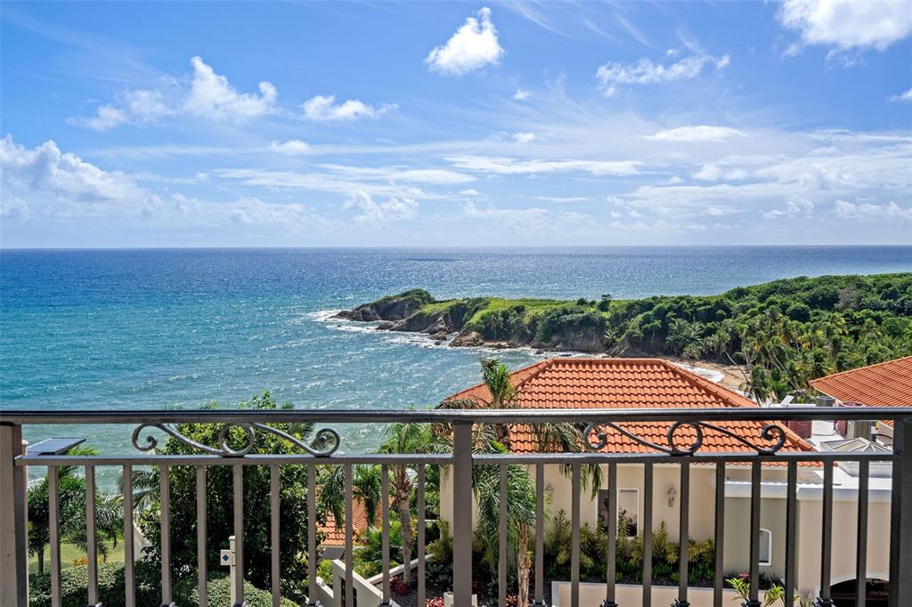 a view of a city from a balcony