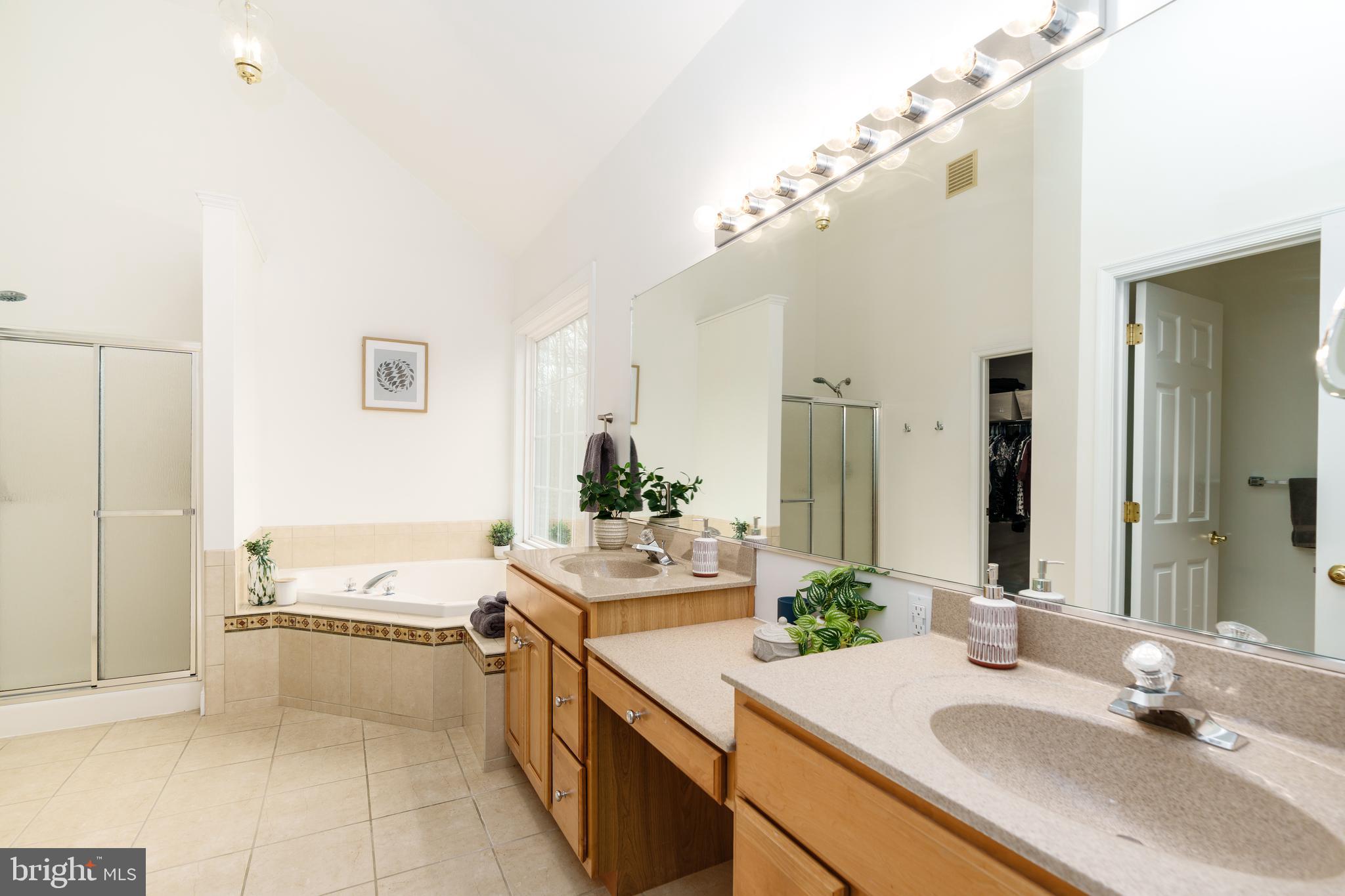 31 Wood Chip Road Elkton, MD 21921 - Photo 26 of 42 a bathroom with a granite countertop sink a large mirror and a bathtub