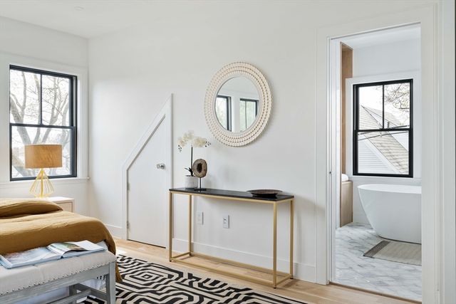 a living room with a couch and a table