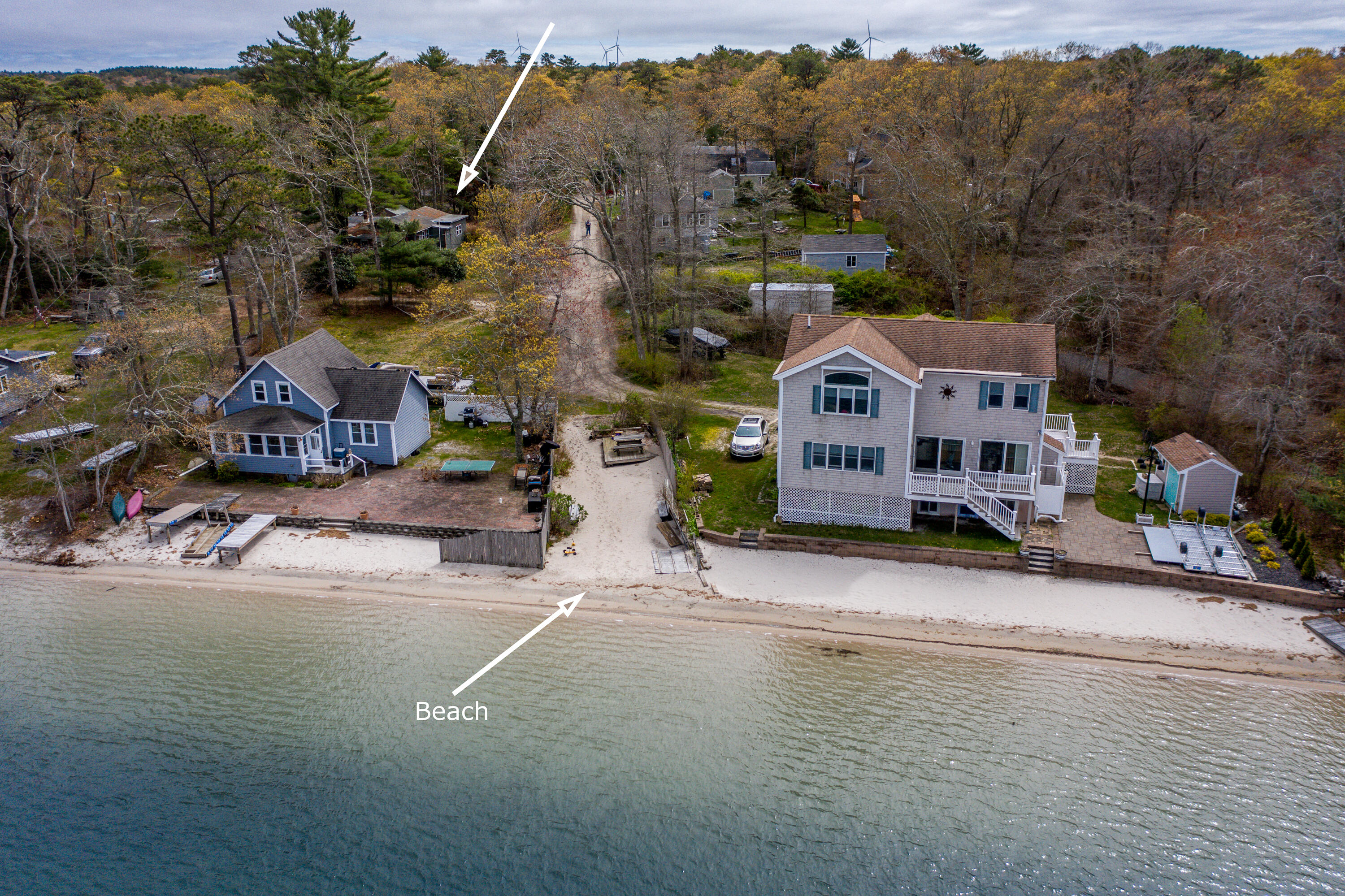 an aerial view of a house