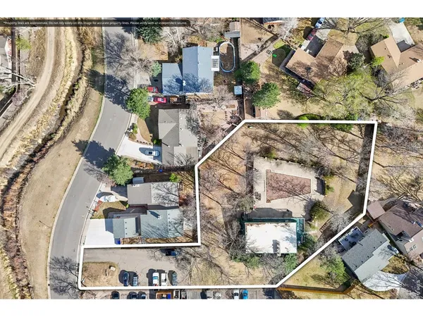an aerial view of houses with outdoor space