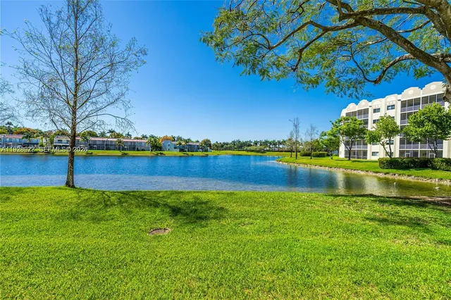 a view of a lake with houses