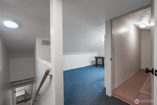 an aerial view of a house with a garden