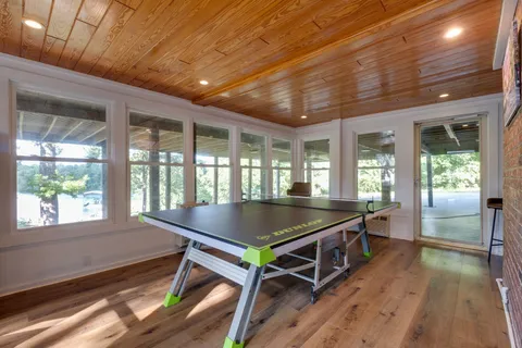 a backyard of a house with lots of green space