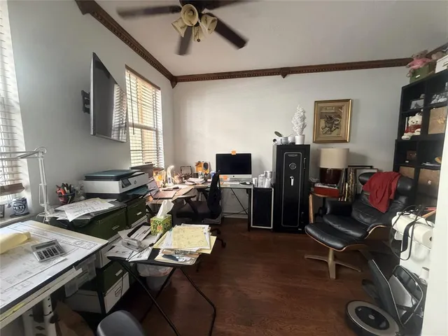 a workspace with furniture