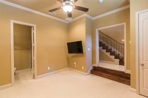 a view of a livingroom with a staircase