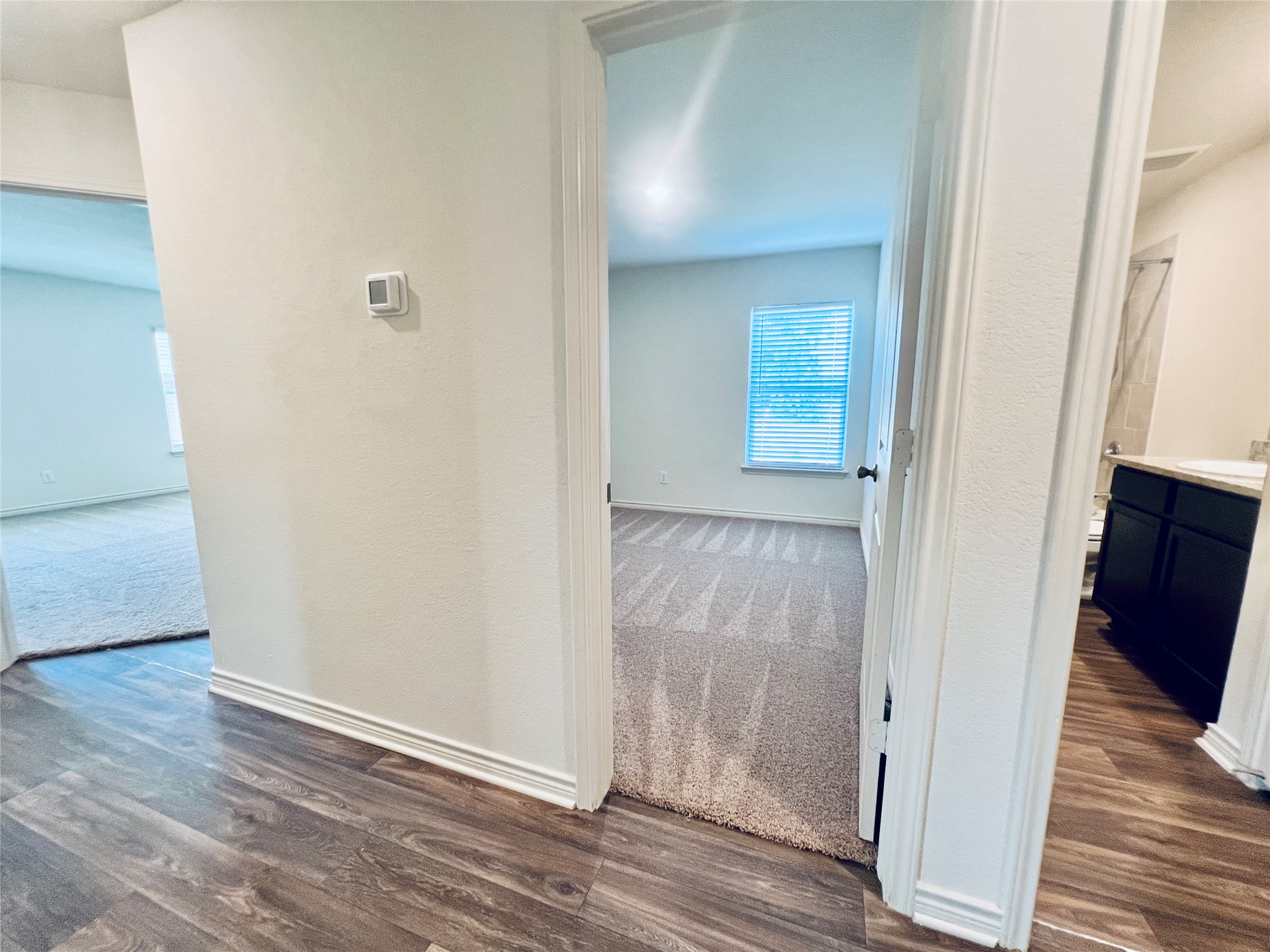 520 Locksley Cove Jarrell, TX 76537 - Photo 19 of 27 Hardwood and carpeted flooring define clear pathways between rooms in this inviting home.