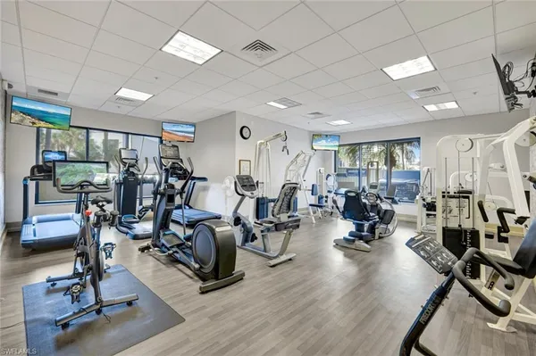 a view of a room with gym equipment