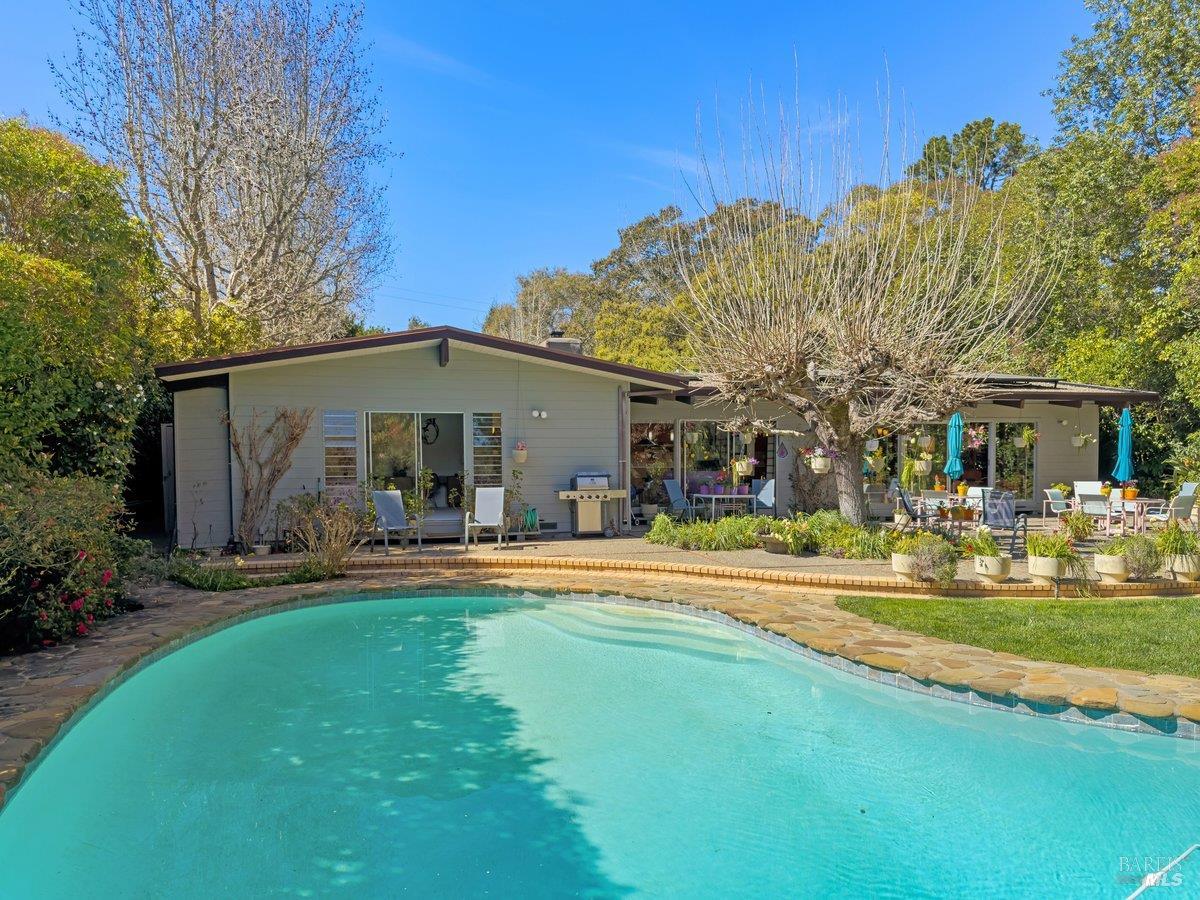 5 Mather Road San Anselmo, CA 94960 - Photo 43 of 58 a front view of a house with swimming pool having outdoor seating