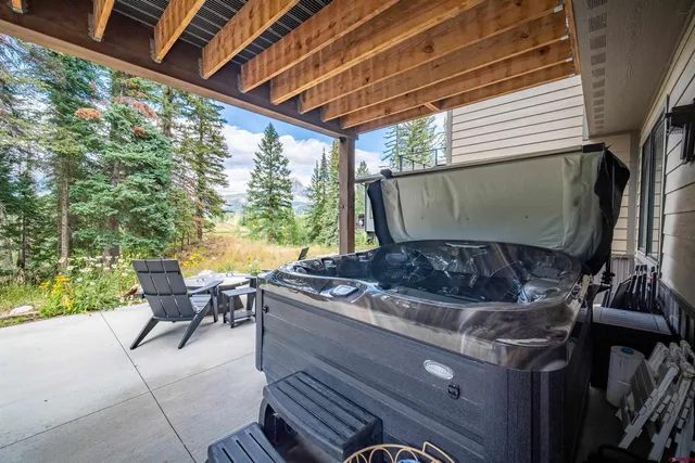 a outdoor space with a stove and garden