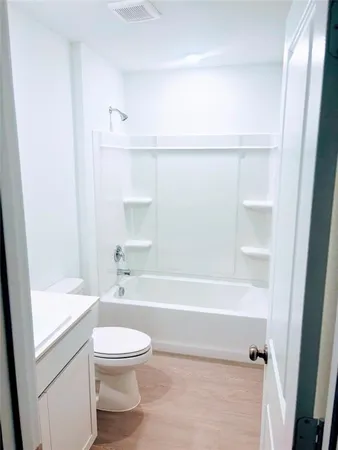 a bathroom with a toilet and a bathtub