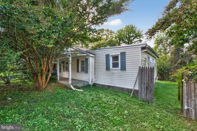 a view of a house with a yard and a large tree