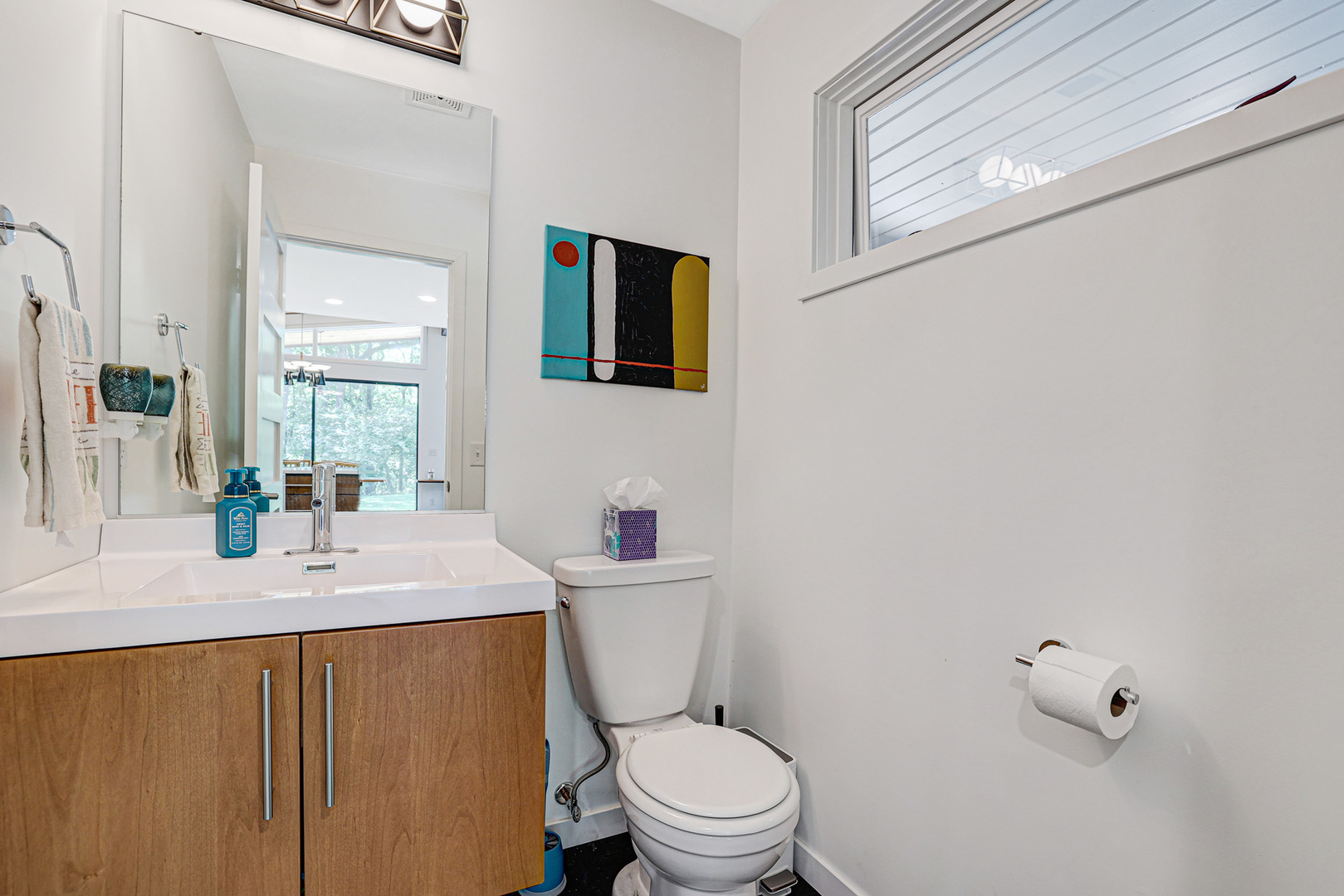 35W424 Miller Road Dundee, IL 60102 - Photo 17 of 33 a bathroom with a granite countertop sink mirror vanity and toilet