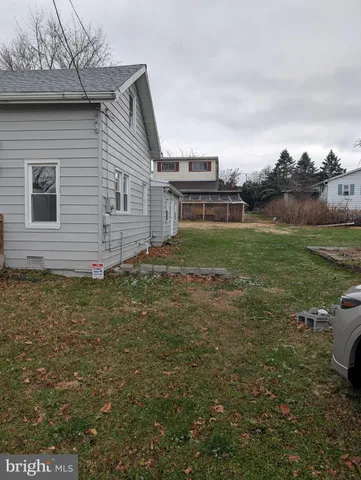 a view of a backyard with plants and large trees
