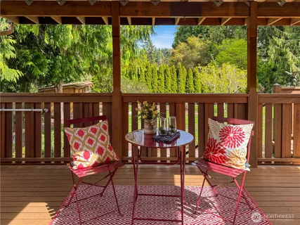 a view of a chairs in patio
