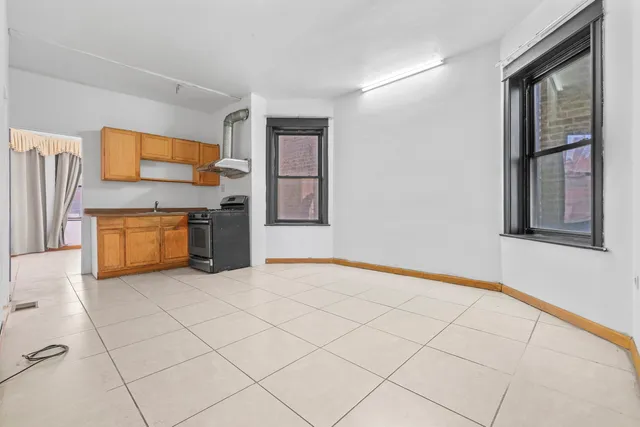 an empty room with windows