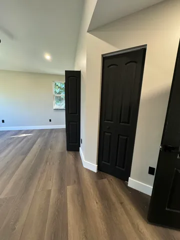 a view of swimming pool from a window