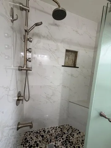 a bathroom with a shower