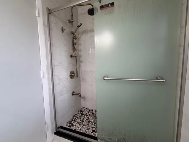 a bathroom with a shower