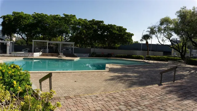a view of a garden with an outdoor space