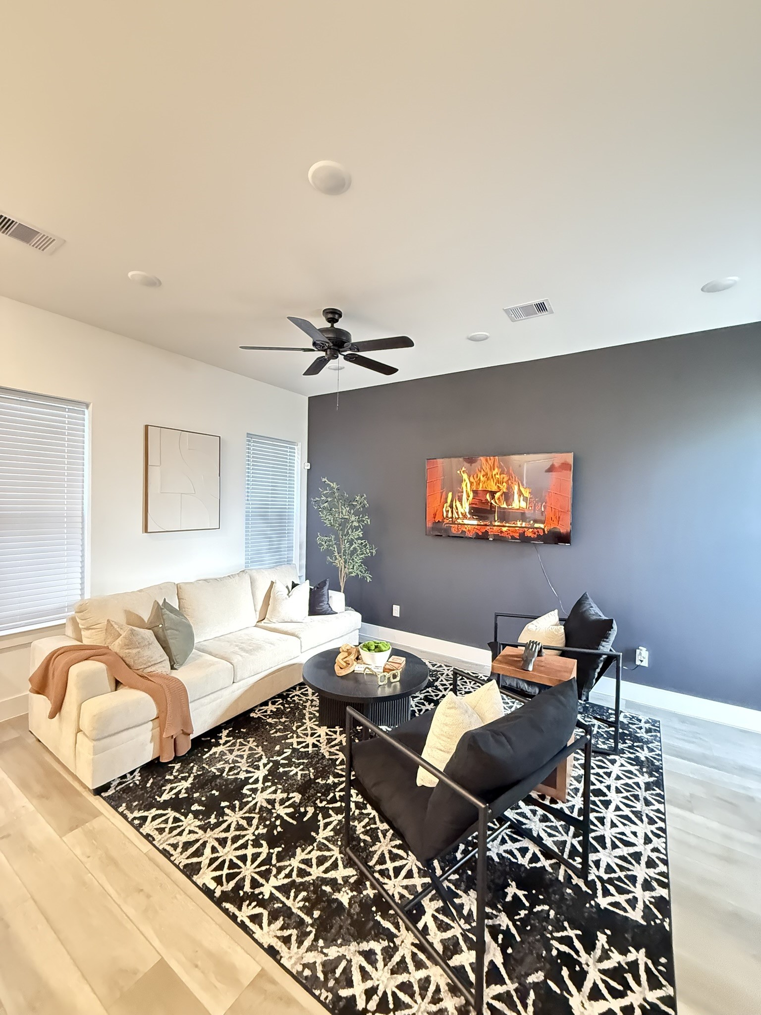 5527 Denmark Street, Unit B Houston, TX 77028 - Photo 19 of 40 a living room with furniture and a flat screen tv