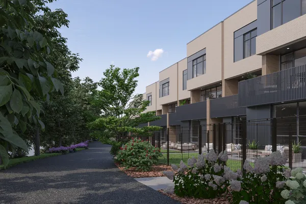 a view of a garden with pathway