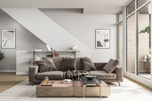 a living room with furniture and a couch