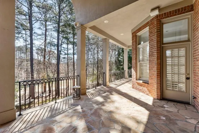 a view of a yard with trees