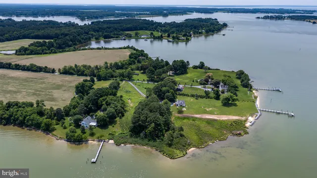 an aerial view of green landscape with trees houses and lake view