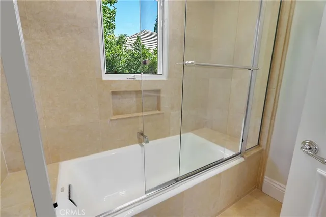 a bathroom with a bathtub