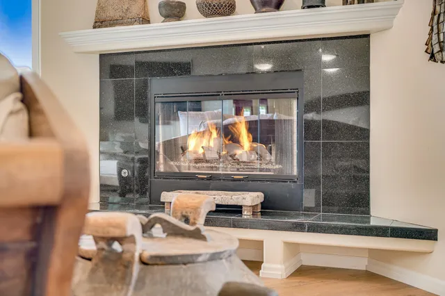 a room with furniture and a potted plant