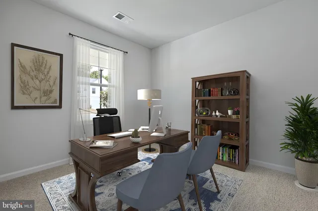 a living room with furniture a potted plant and a lamp