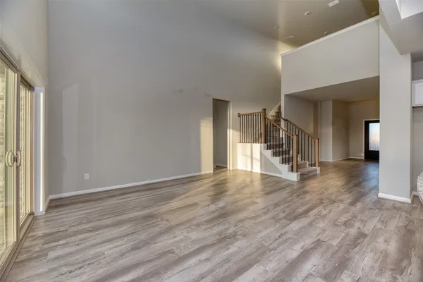 a view of a room with a window