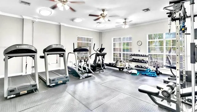 a view of a room with gym equipment