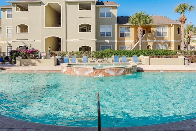 a large building with a yard