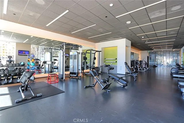 a view of a room with gym equipment