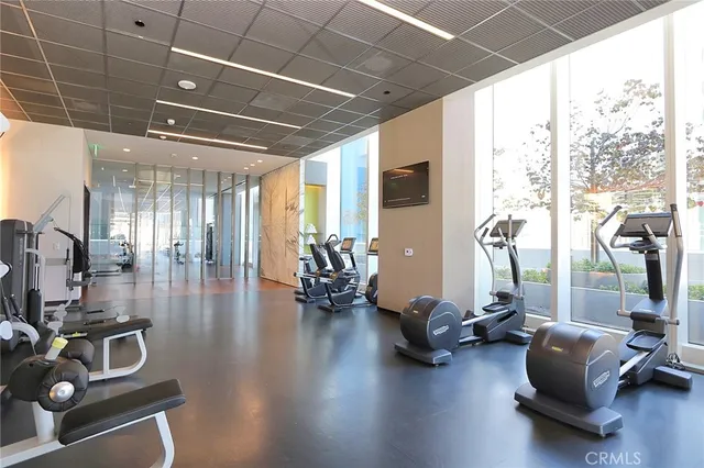 a view of a room with gym equipment