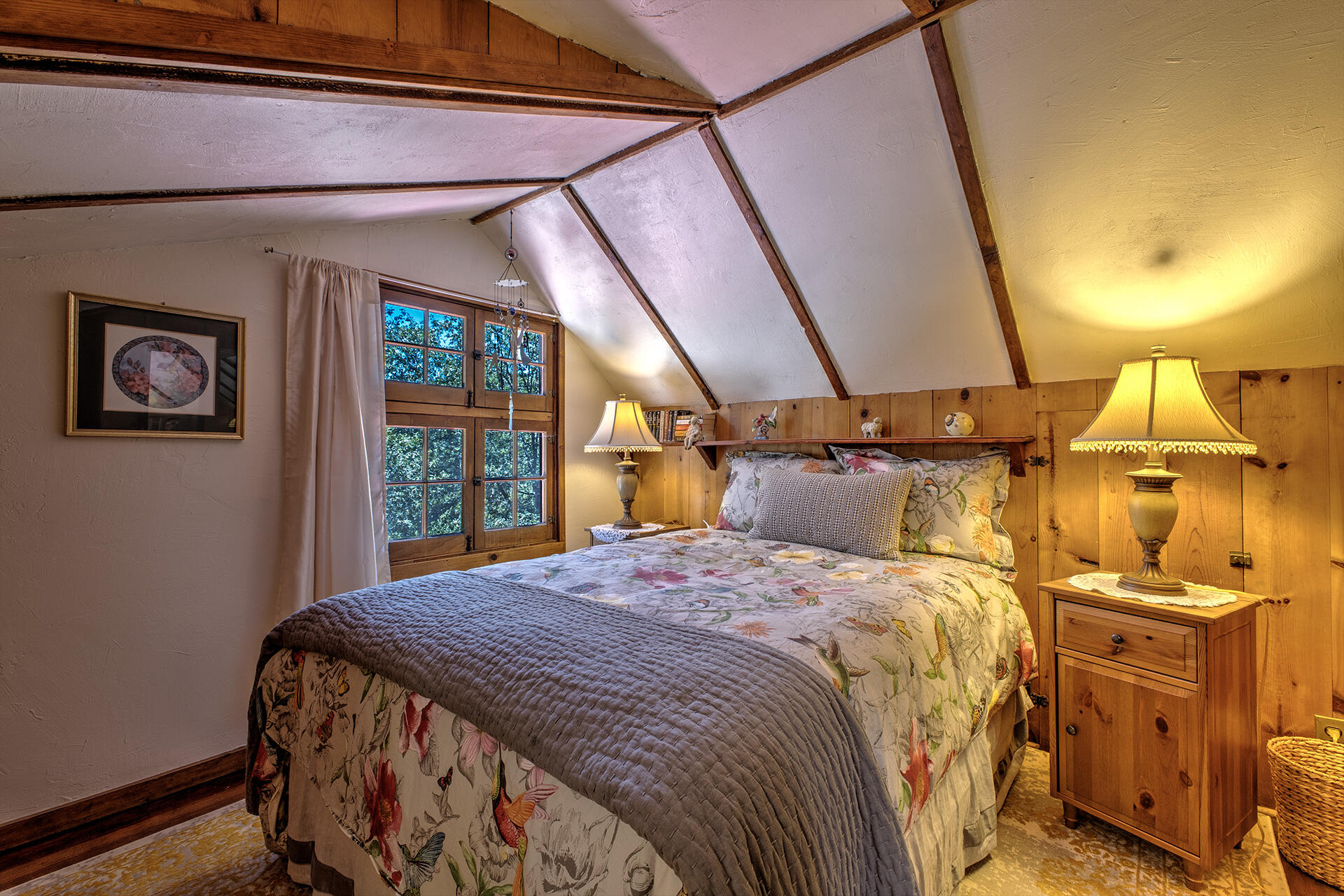 25395 Lodge Road Idyllwild, CA 92549 - Photo 32 of 53 a bedroom with a bed and wooden floor