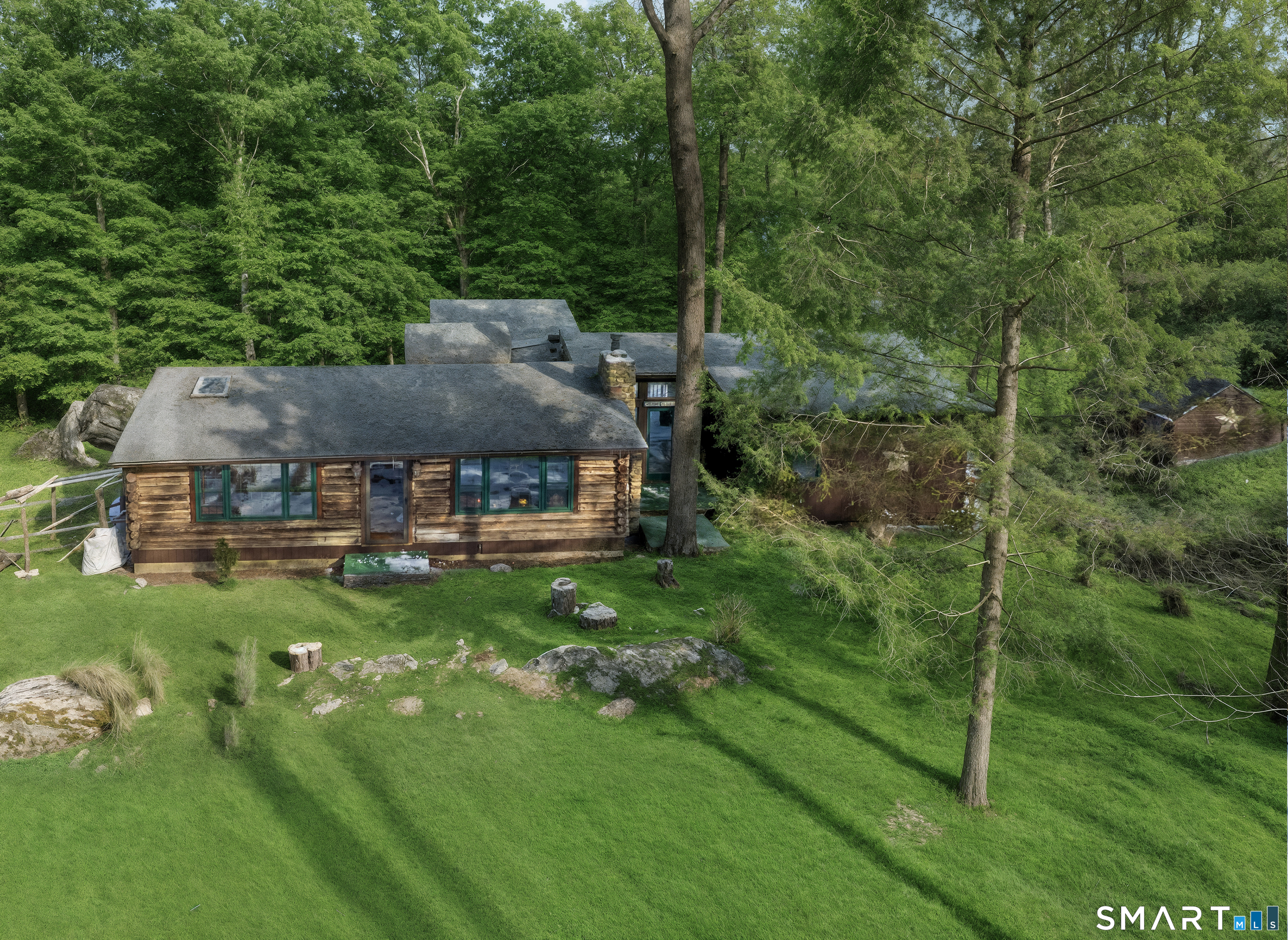 424 Old Sib Road Ridgefield, CT 06877 - Photo 12 of 27 aerial view of a house with a big yard