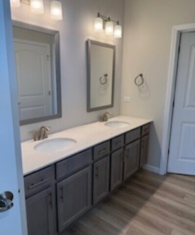 3302 Wildlight Road Aurora, IL 60503 - Photo 9 of 11 a bathroom with a double vanity sink and mirror