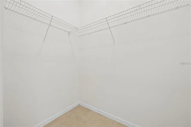 a view of a room with racks on the wall
